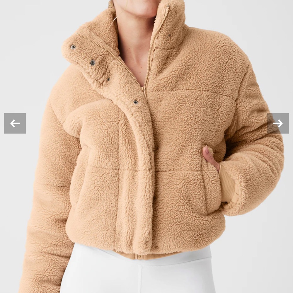 ALO Yoga Tan Teddy Jacket Cozy Sherpa Style - Picture 3 of 4